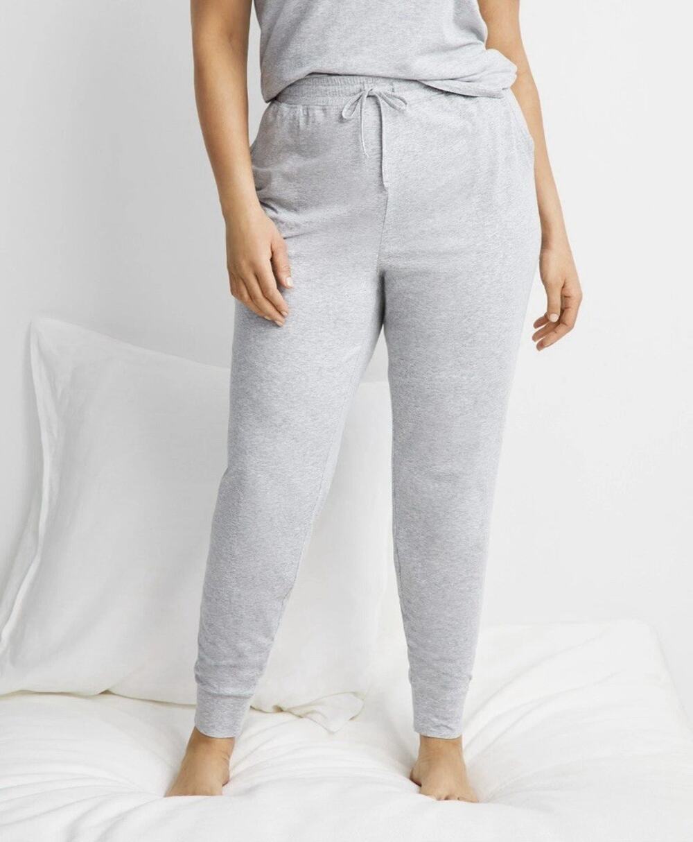 NWT STATE OF DAY Women's Stretch Gray Knit Soft Sleep Pajama Jogger Pants 3XL
